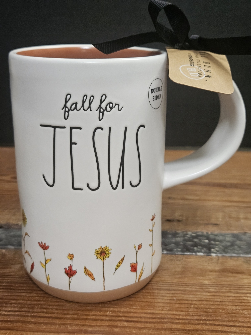 Rae Dunn White 'Fall for Jesus' Ceramic Mug with Autumn Floral Accent - Picture 6 of 6